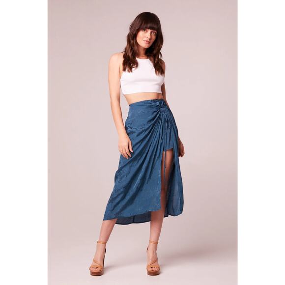 Band of the Free NWT Women's Celene Deep Teal Layered Midi Skirt - L - Picture 3 of 12